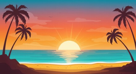 Golden Sunset on a Tropical Beach