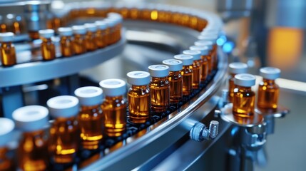 A close-up view of a machine with multiple bottles stacked or stored