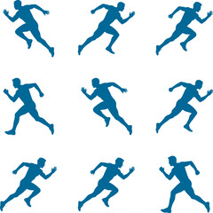 Running Man Silhouette Set | Dynamic Runner Vector Collection