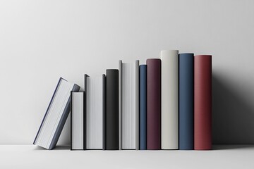 Fototapeta premium Stacked books on a white background, perfect for academic or literary concept illustrations