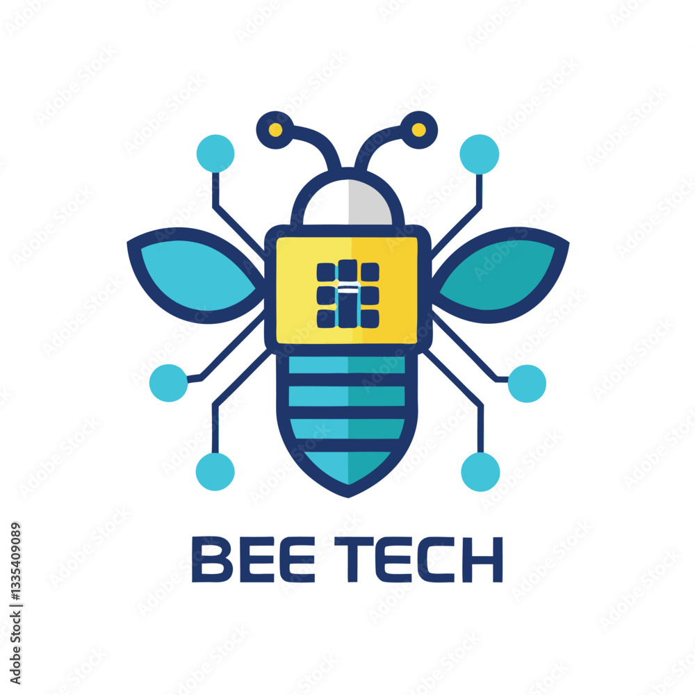 Aufkleber creative vector logo design for a technology company featuring a stylized bee with circuit elements 