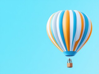 Obraz premium Colorful hot air balloon soaring against a clear blue sky, symbolizing adventure