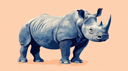 Obraz premium Rhinoceros illustration, muted colors