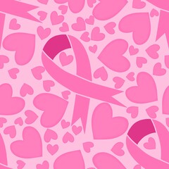 Breast cancer month seamless pink ribbon day mammogram pattern for medical accessories and medicine textiles
