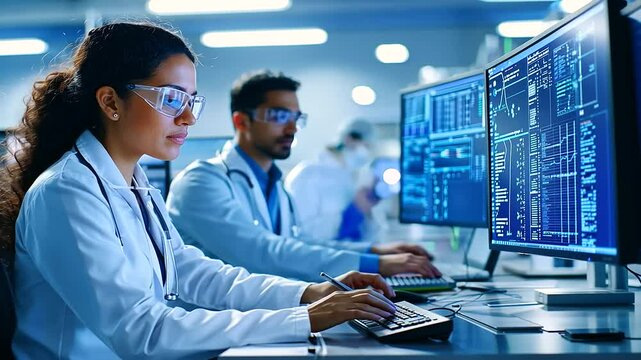 Cutting-edge factory collaboration featuring robotics and live data analysis.