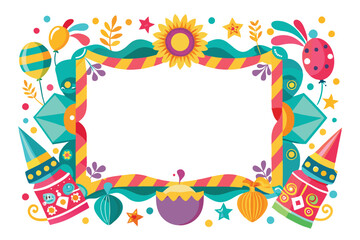 Vibrant floral and leaf illustration designed for festive occasions, highlighting decorative elements suitable for invitations or announcements