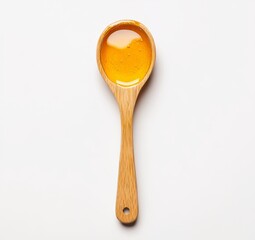 Wooden spoon filled with honey