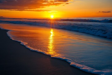Naklejka premium shore sunsets those short-lived creations hold brief appeal of every special twilight forming a lively depiction of fading elegance 