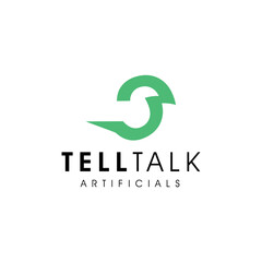 Fototapeta premium A minimal bird logo expressing intelligent conversation and artificial communication technology.