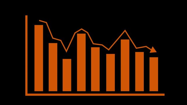 Bar Chart with Line Graph on Black Background, A simple bar chart with a line graph overlay on a black background