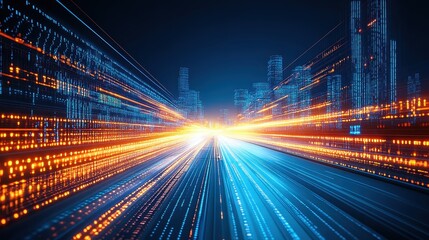 Fototapeta premium City Night Speed Digital Highway