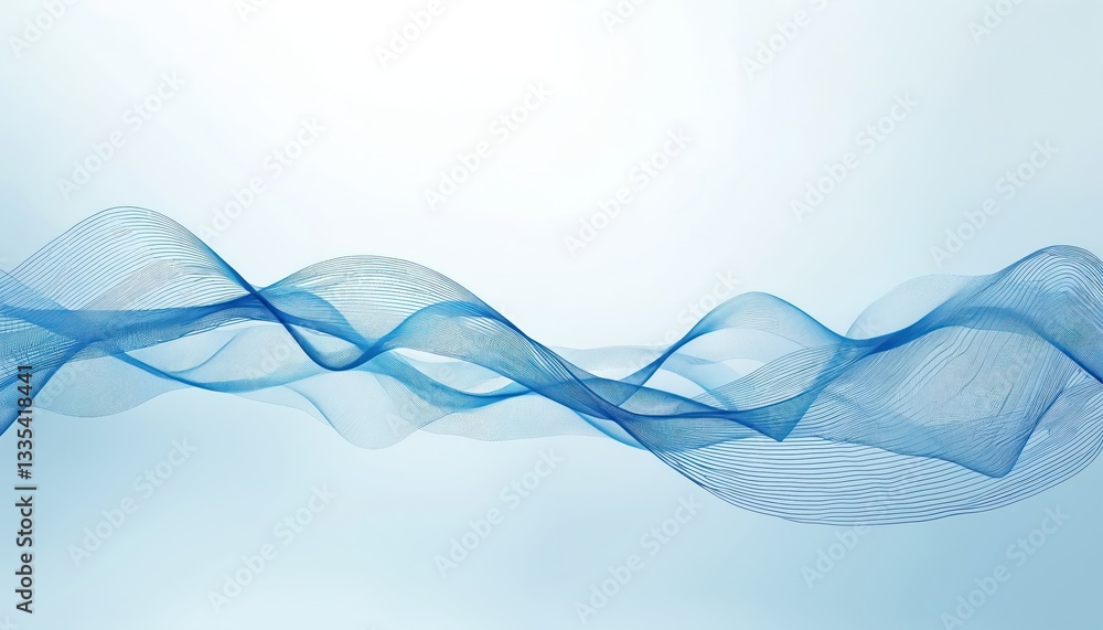 Poster minimal wavy lines abstract futuristic tech background. blue geometric stripes, technology pattern f