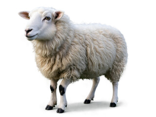 Captivating Hyperrealistic Sheep with Thick White Wool Displaying its Elegance