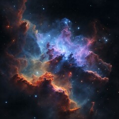 Ethereal Cosmic Nebula with Vibrant Interstellar Clouds