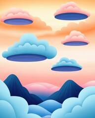 oxygen overcast billow. Pastel Clouds and Mountains at Sunset