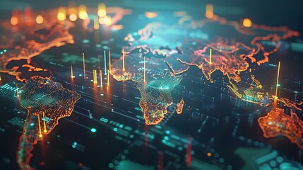 Business and economic growth on global business network, Data analysis of financial and banking, Stock, AI, Technology and data connection, Security, Blockchain and Networking, Business strategy.