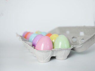 Colorful Easter Eggs in a Carton
