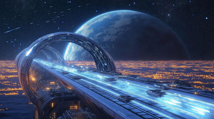 Futuristic Metropolis on an Extraterrestrial World