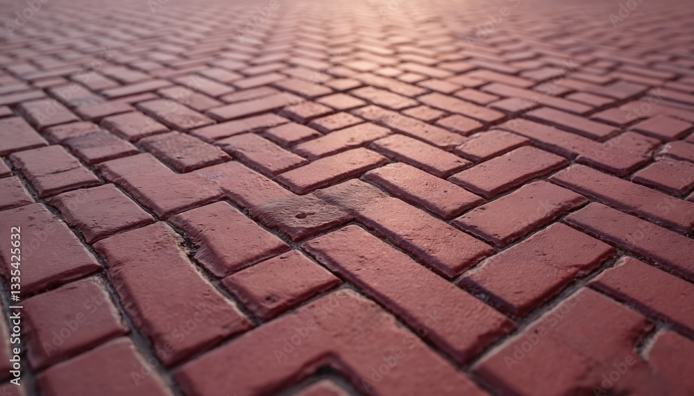 Aufkleber diagonal red brick pavement pattern with rough texture. stone sidewalk tiles seamless mosaic design.