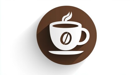 Obraz premium A sleek coffee cup icon on a minimalistic background, perfect for depicting warmth and energy.