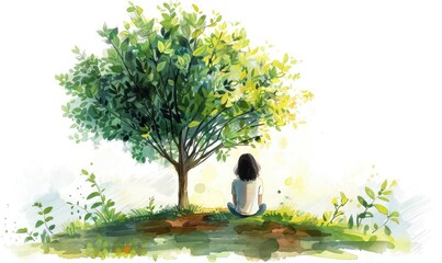 background to pine tree planting movement is to protect and maintain the health nature Generate AI