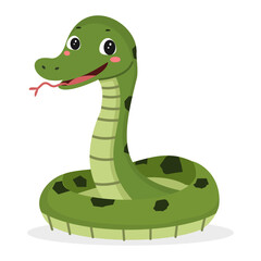 Naklejka premium Cute cartoon anaconda vector illustration isolated on white background