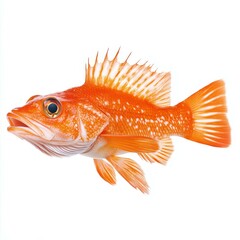 Fototapeta premium Anabas fish, known for its unique ability to breathe air, showcasing vibrant colors against a clean white backdrop.