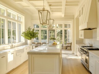 Fototapeta premium A spacious and bright kitchen with modern design elements