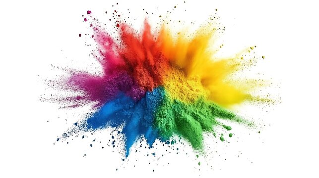 Colorful powder explosion on white background.