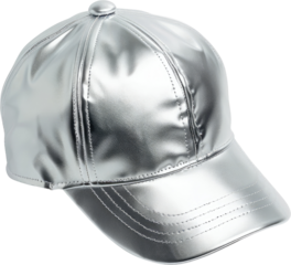 Stylish Silver Metallic Baseball Cap Fashion Accessory A Shiny Modern Hat Design
