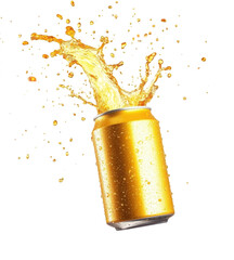 beer can splash isolated on a transparent background 
