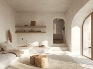 Interior design showcasing a modern living space with natural aesthetics