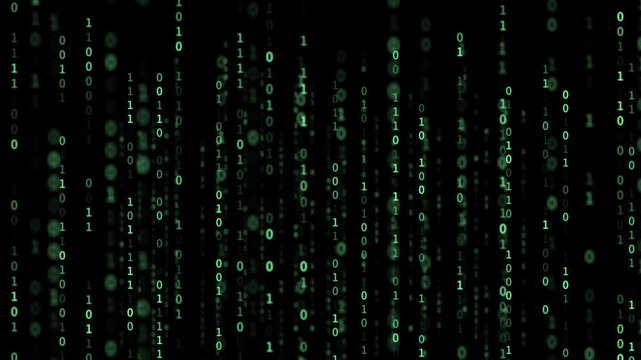 Green Binary code Background. Digital and Secure Data Concept. Technology animation