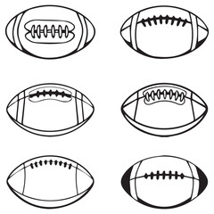 Fototapeta premium American Football, Rugby Ball, and Football Silhouette Set