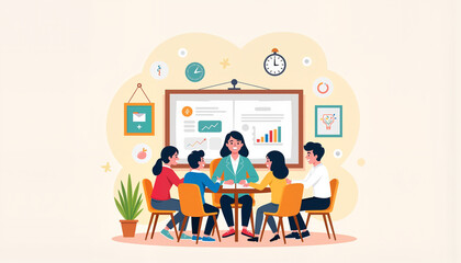 Teacher’s Day celebration with diverse group discussing ideas  