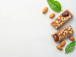 Vegan Protein Bars with Nuts on Clean Flat Surface for Healthy Snack