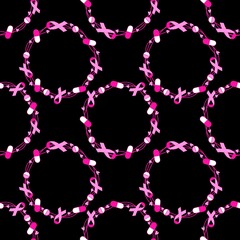 Breast cancer month seamless pink ribbon day mammogram pattern for medical accessories and medicine textiles