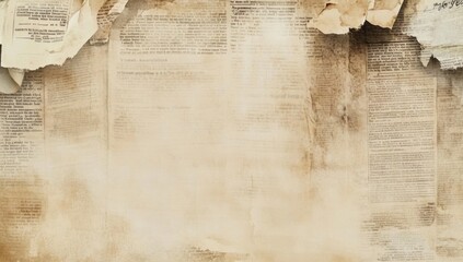 Aged newspaper fragments, distressed texture