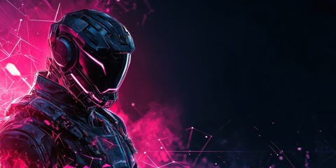 Neon gaming geometric abstract glowing cyberpunk style banner for advertising and promotion background wallpaper