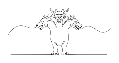 cerberus three headed dog vector monoline one line line art greek mythology