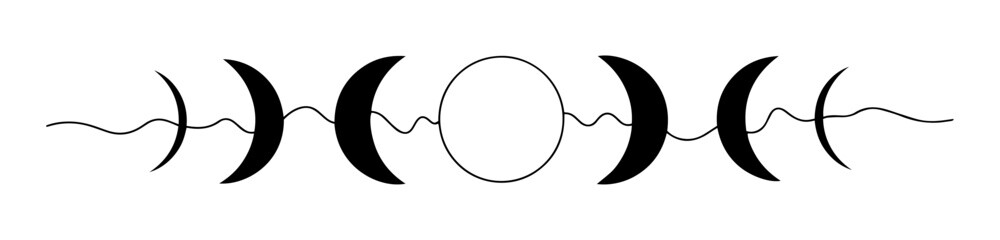 moon phases vector monoline one line line art astronomy