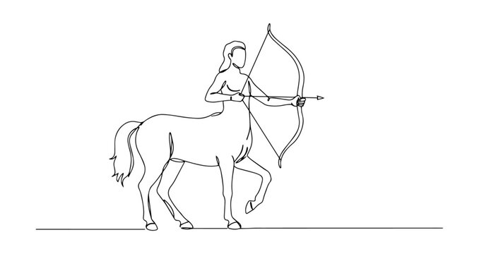 centaur archer vector monoline one line line art greek mythology