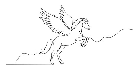 pegasus winged horse vector monoline one line line art greek mythology