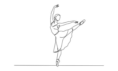 ballet dancer vector monoline one line line art ballerina © Wieslaw