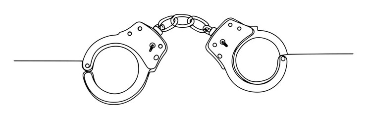 police handcuffs vector monoline one line line art security