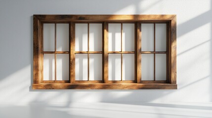 Wooden window, sunlit room, interior, empty space