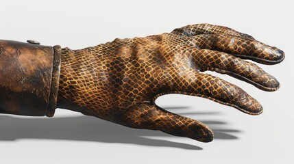 Obraz premium Intricate Leather Glove with Detailed Scales and Embossed Design Perfect for Fantasy Historic