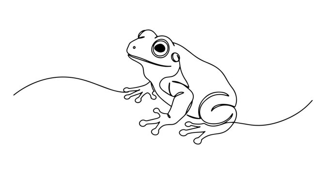 frog vector line art monoline one line illustration outline drawing