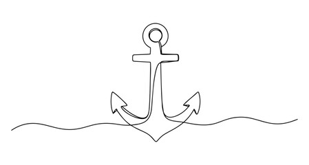 anchor line art vector monoline style © Wieslaw