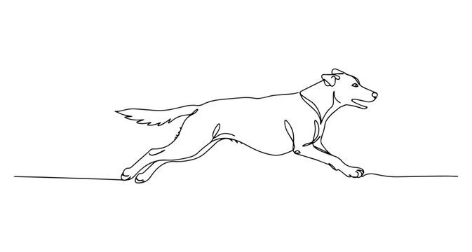 running dog vector monoline one line line art animal pet